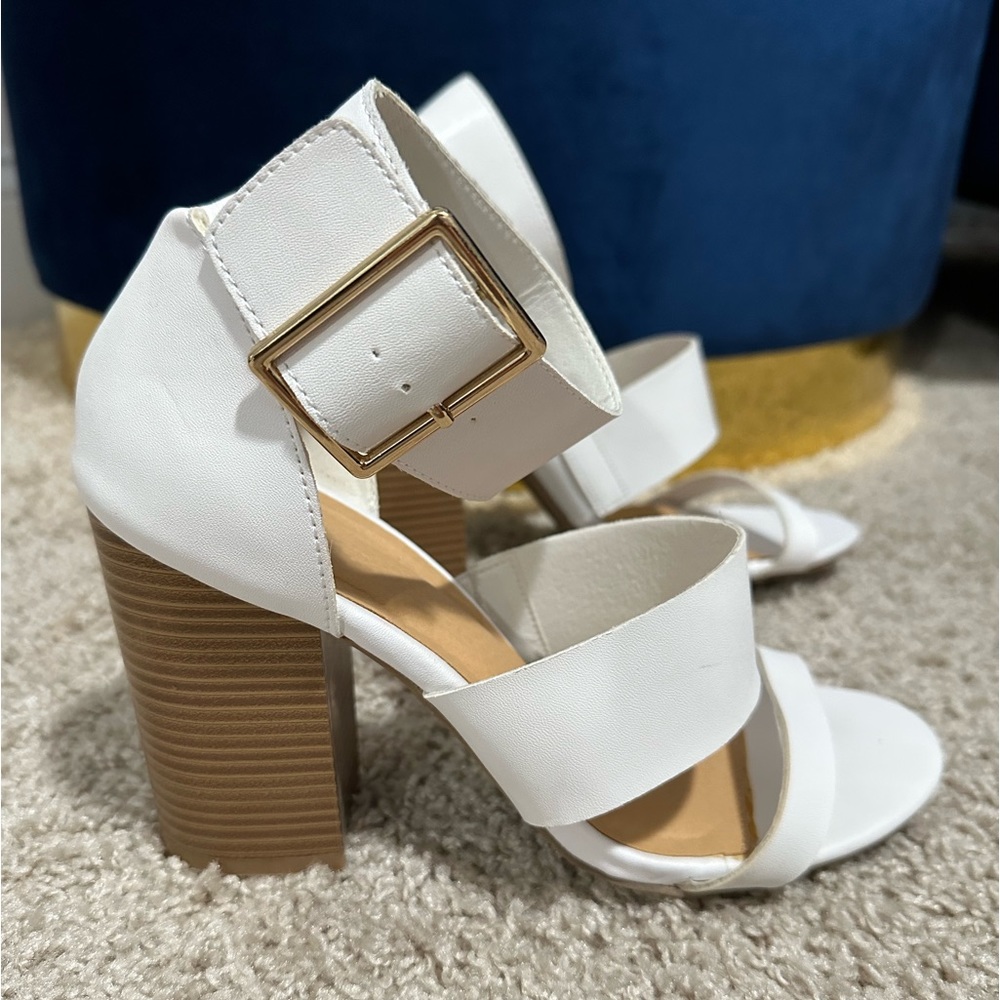 Charlotte Russe White Strappy Heeled Sandals - Sz 8